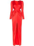 Haney Erin Deep-v Cut-out Maxi Dress - Red
