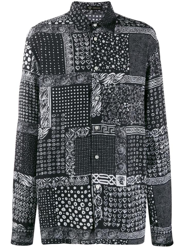 Versace Bandanna Print Oversized Shirt - Black