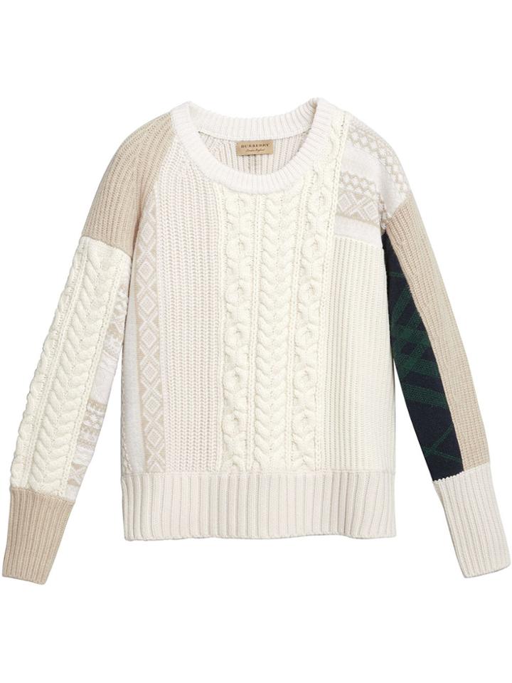 Burberry Contrast Knit Sweater - Nude & Neutrals