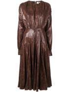 Msgm Snakeskin-effect Flared Dress - Brown