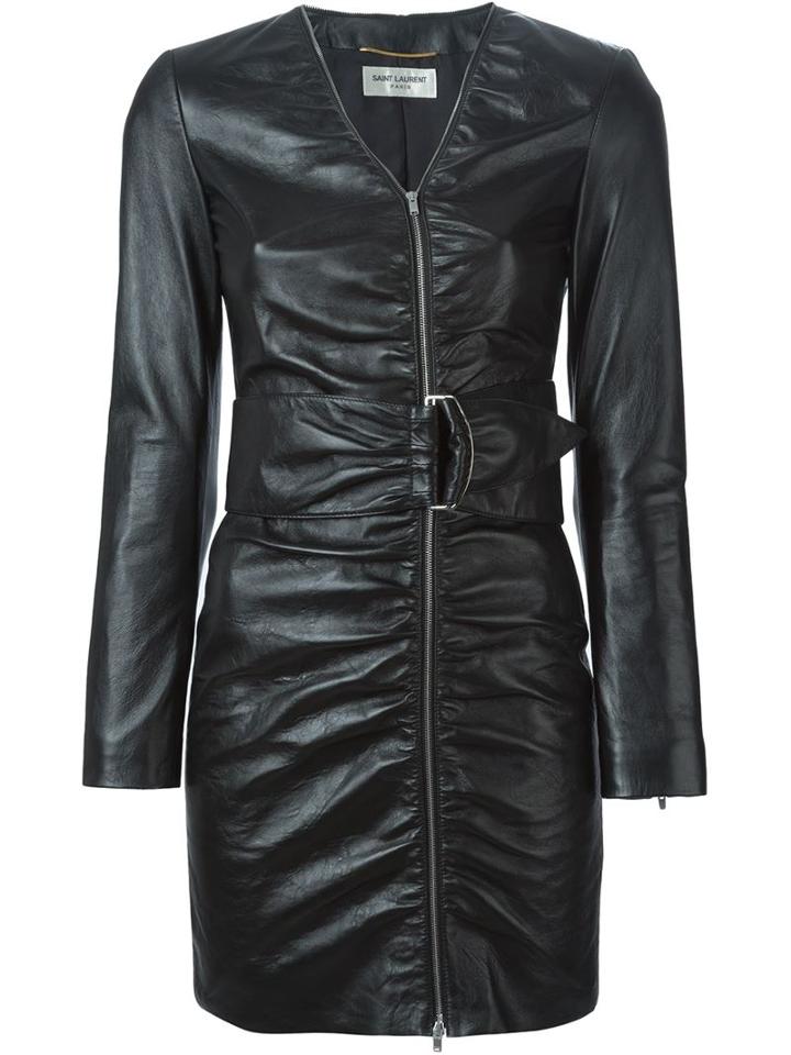 Saint Laurent Ruched Belted Dress