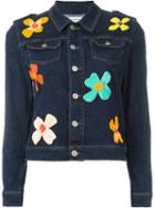 Au Jour Le Jour Floral Sequinned Denim Jacket, Size: 44, Blue, Cotton/spandex/elastane/pvc/polyester