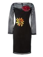 Boutique Moschino Fishnet Flower Patch Dress