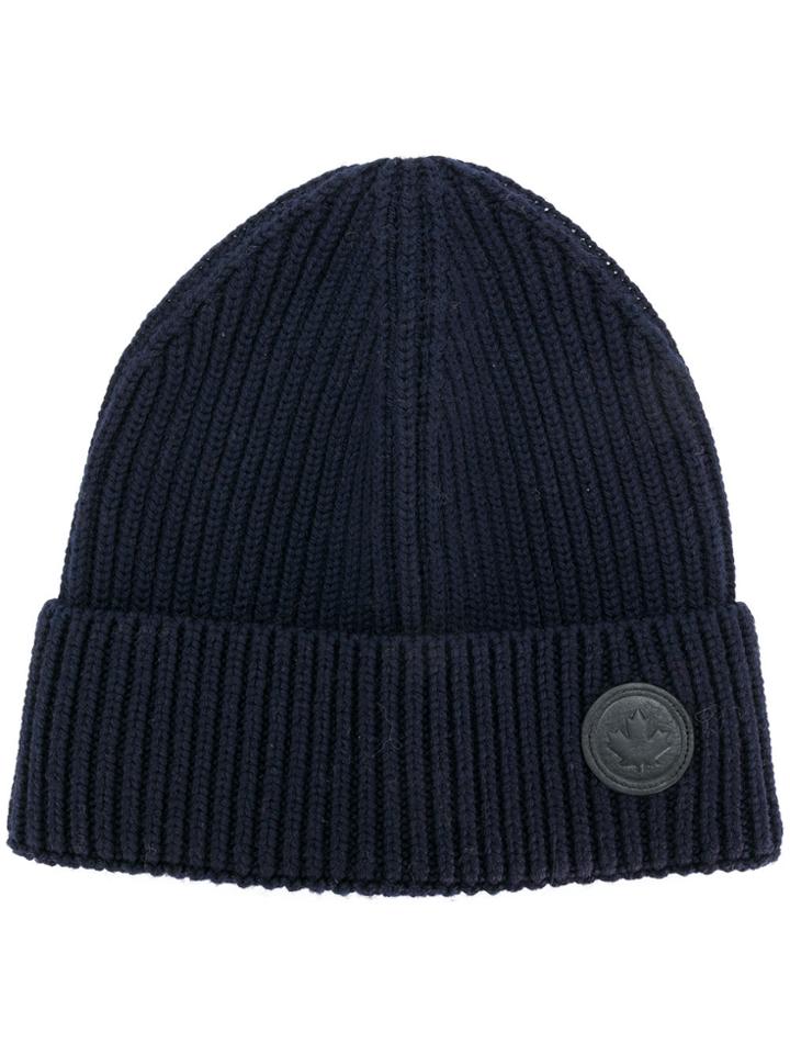 Dsquared2 Ribbed Logo Beanie - Blue