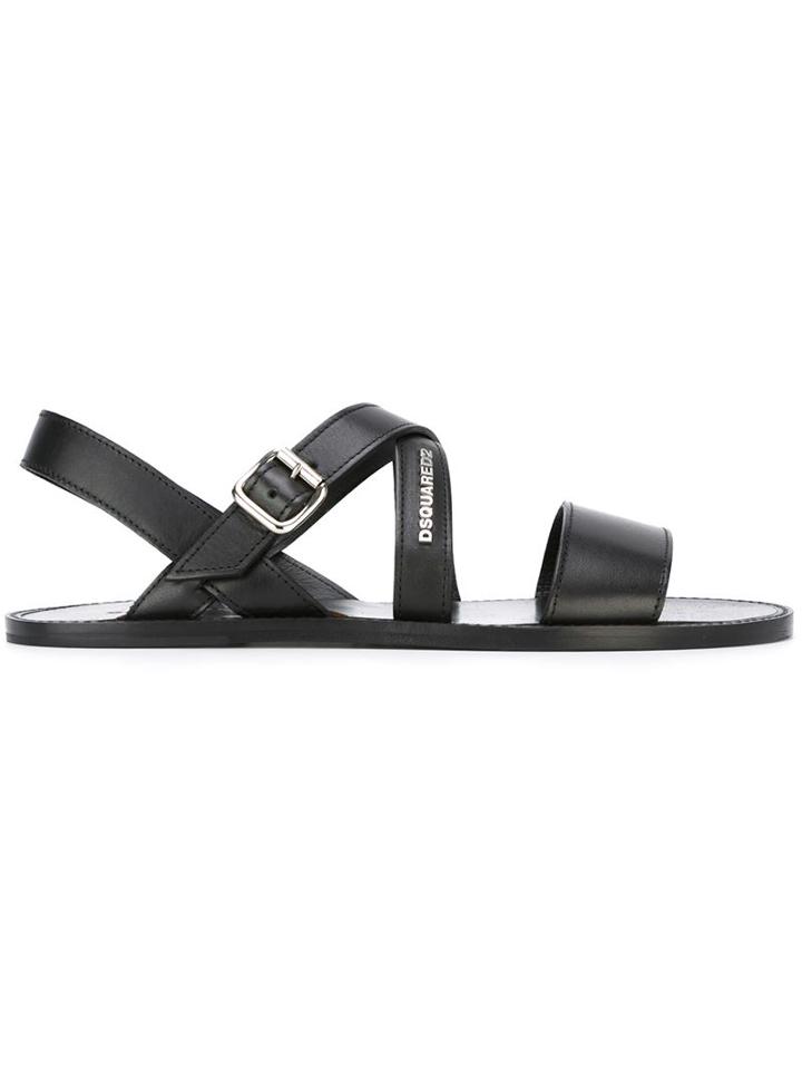Dsquared2 Strappy Sandals, Men's, Size: 41, Black, Lamb Skin/leather