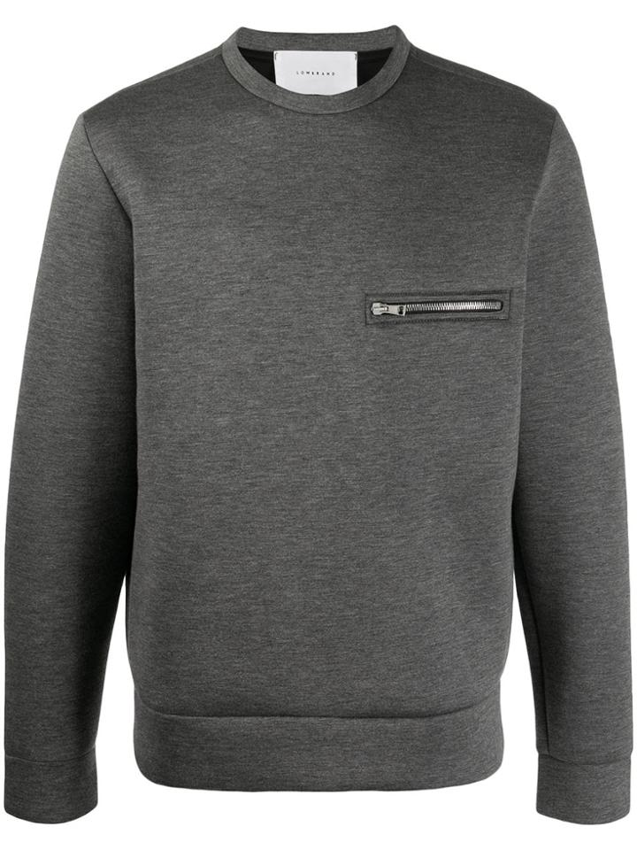Low Brand Zip Detail Sweater - Grey