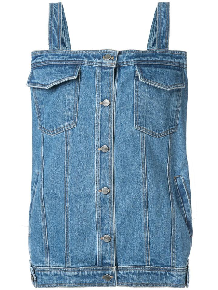 Pony Stone Oversized Denim Top - Blue