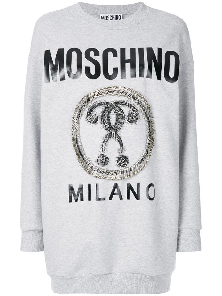 Moschino Contrasting Applications Logo Dress - Grey
