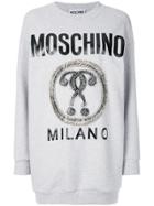 Moschino Contrasting Applications Logo Dress - Grey