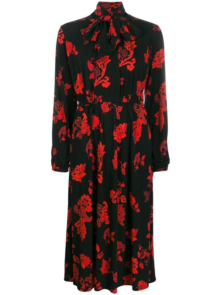 Tory Burch Floral-print Midi Dress - Black