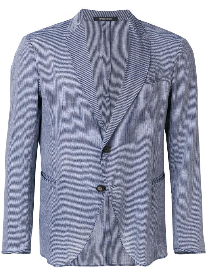 Emporio Armani Unstructured Striped Blazer - Blue