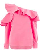Oscar De La Renta One-shoulder Ruffled Blouse - Pink