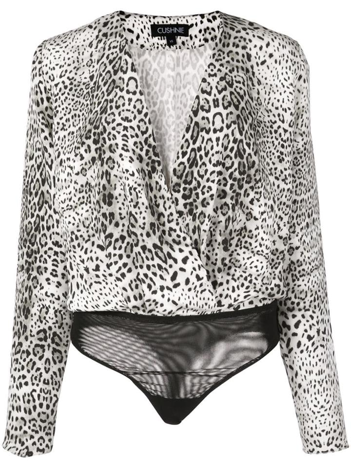 Cushnie Leopard Print Body Top - White