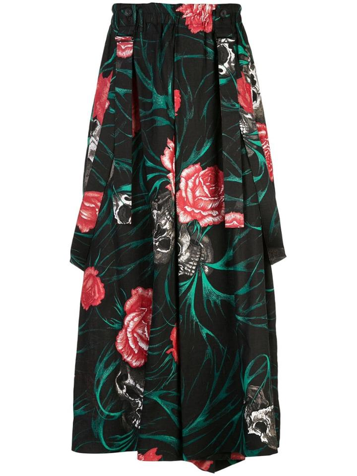 Yohji Yamamoto Printed Loose-fit Trousers - Black
