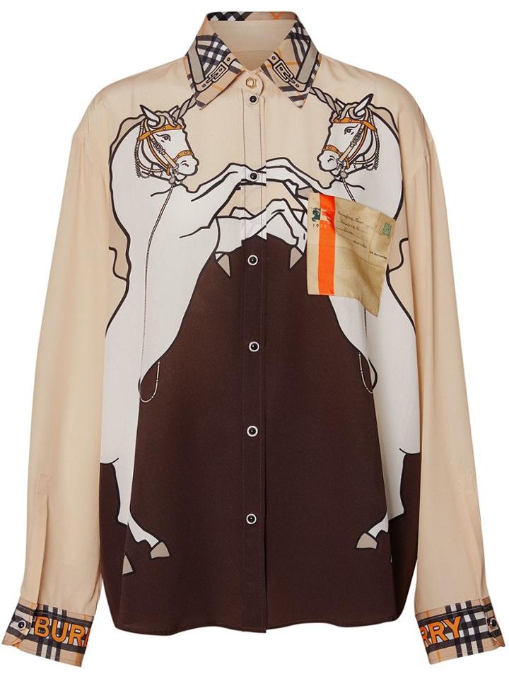 Burberry Runway Unicorn Print Shirt - Brown