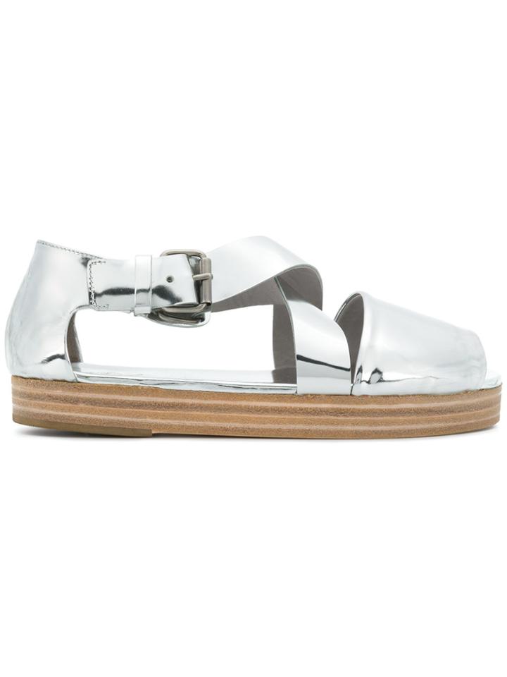 Marsèll Cross-over Strap Flatform Sandals - Metallic