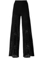 Twin-set Sheer Stripes Palazzo Pants, Women's, Size: Xs, Black, Viscose/polyester