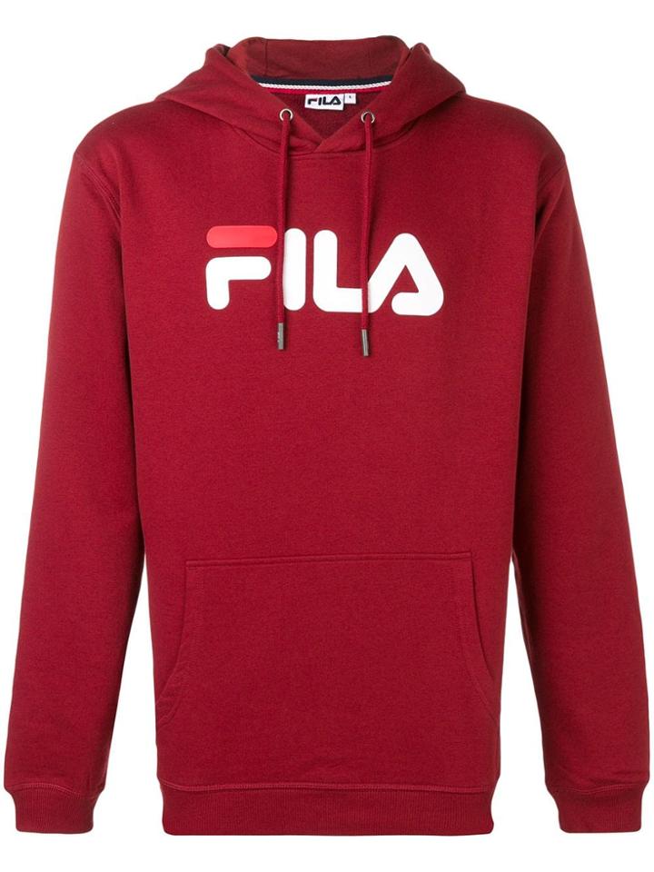 Fila Logo Print Hoodie - Red