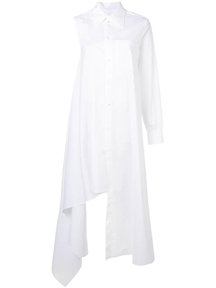 Mm6 Maison Margiela Asymmetric One Sleeve Shirt Dress - White