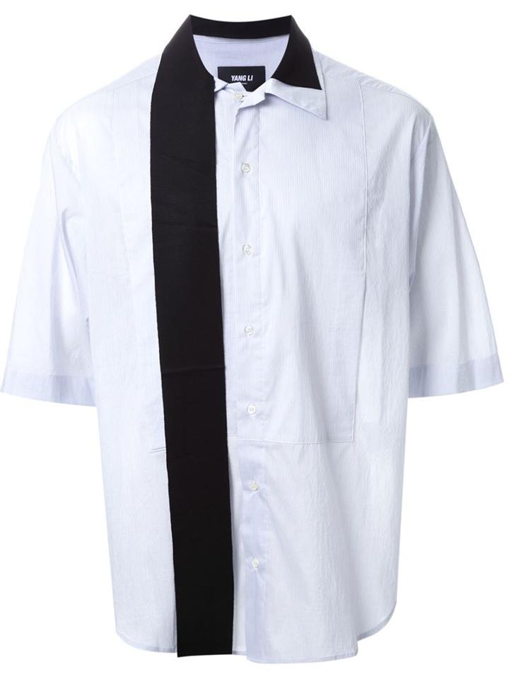 Yang Li Sash Detail Shirt, Men's, Size: 50, Blue, Cotton/polyamide/polyurethane