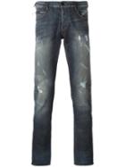 Emporio Armani Shredded Trim Jeans, Men's, Size: 29, Blue, Cotton/polyester/spandex/elastane