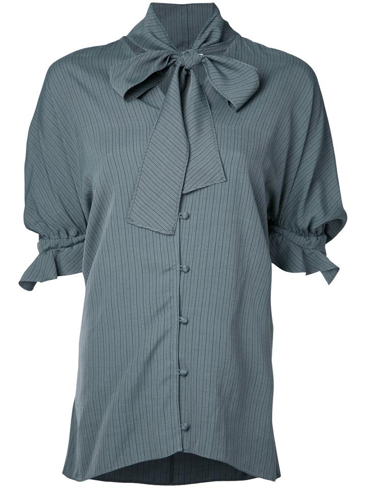 J.w.anderson - Striped Blouse - Women - Silk/viscose - 10, Grey, Silk/viscose