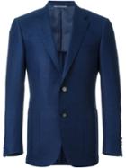 Canali Two Button Blazer, Men's, Size: 54, Blue, Silk/linen/flax/cupro/wool