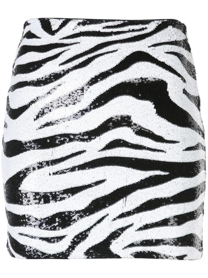 Alice+olivia Zebra Print Sequin Skirt - Black