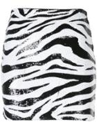 Alice+olivia Zebra Print Sequin Skirt - Black