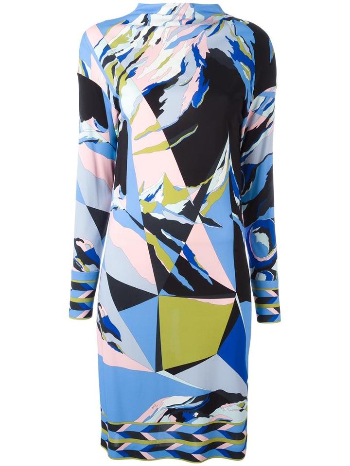 Emilio Pucci Abstract Print Dress, Women's, Size: 44, Blue, Silk/viscose
