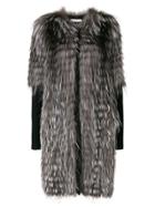 Liska Oversized Half Sleeve Fur Jacket - Grey