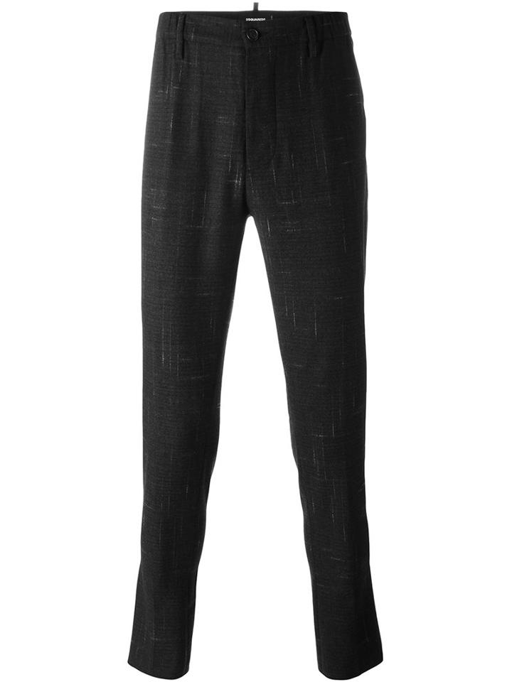 Dsquared2 Etched Stripe Slim Trousers, Men's, Size: 48, Black, Polyamide/polyester/spandex/elastane/virgin Wool