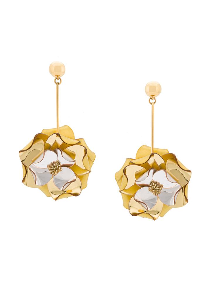Oscar De La Renta Petunia Long Drop Earrings - Metallic