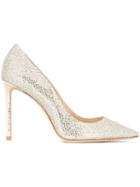 Jimmy Choo Romy 100 Pumps, Women's, Size: 41, Grey, Calf Leather/leather/polyacrylic