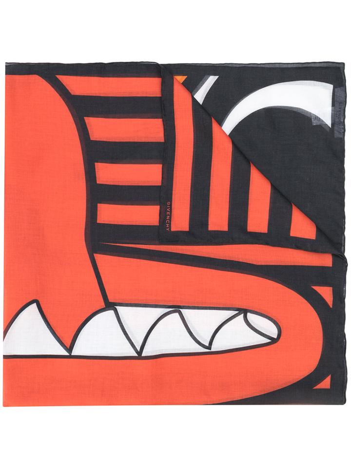Givenchy - Character Print Scarf - Men - Cashmere/modal - One Size, Yellow/orange, Cashmere/modal