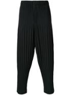 Homme Plissé Issey Miyake Pleated Cropped Length Trousers, Men's, Size: 2, Black, Polyester