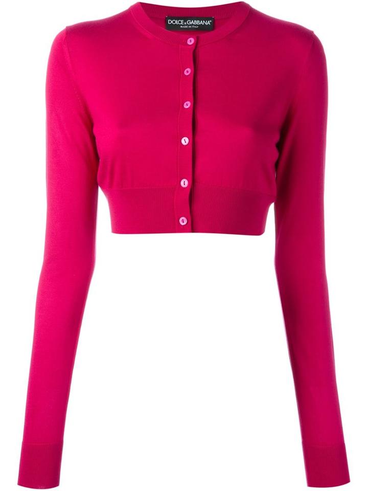 Dolce & Gabbana Cropped Cardigan, Women's, Size: 40, Pink/purple, Silk