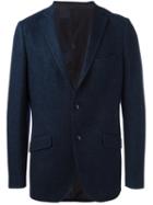 Etro Woven Button Blazer, Men's, Size: 50, Blue, Silk/cotton/acetate/polyimide