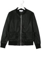 Simonetta Leather Style Frill Pocket Jacket - Black