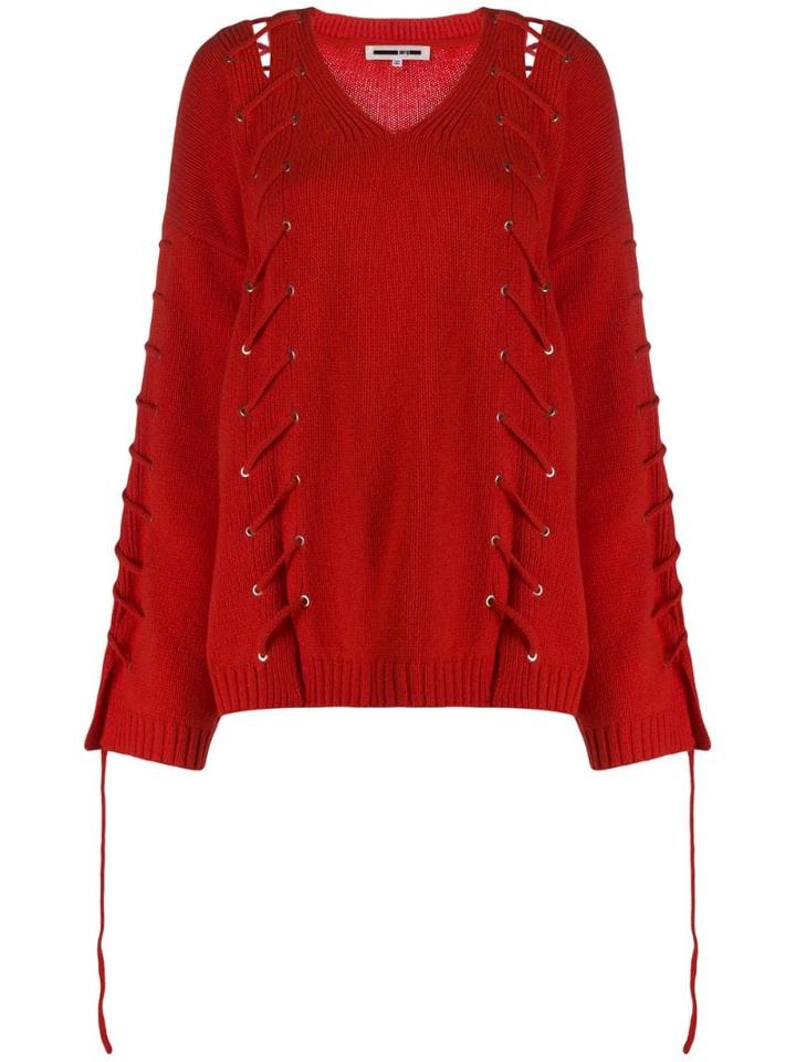 Mcq Alexander Mcqueen Oversized V-neck Jumper - Red