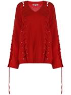 Mcq Alexander Mcqueen Oversized V-neck Jumper - Red