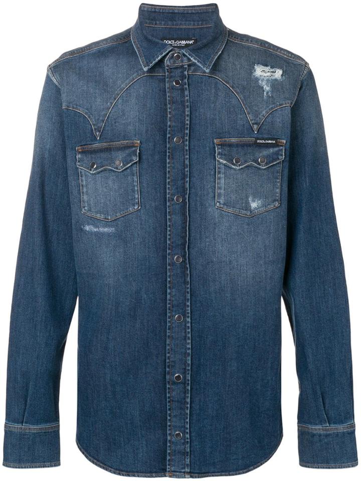 Dolce & Gabbana Distressed Denim Jacket - Blue