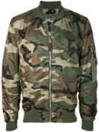 Alpha Industries Camouflage Print Bomber Jacket - Green
