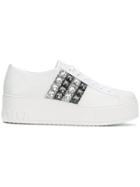 Miu Miu Glitter Embellished Sneakers - White