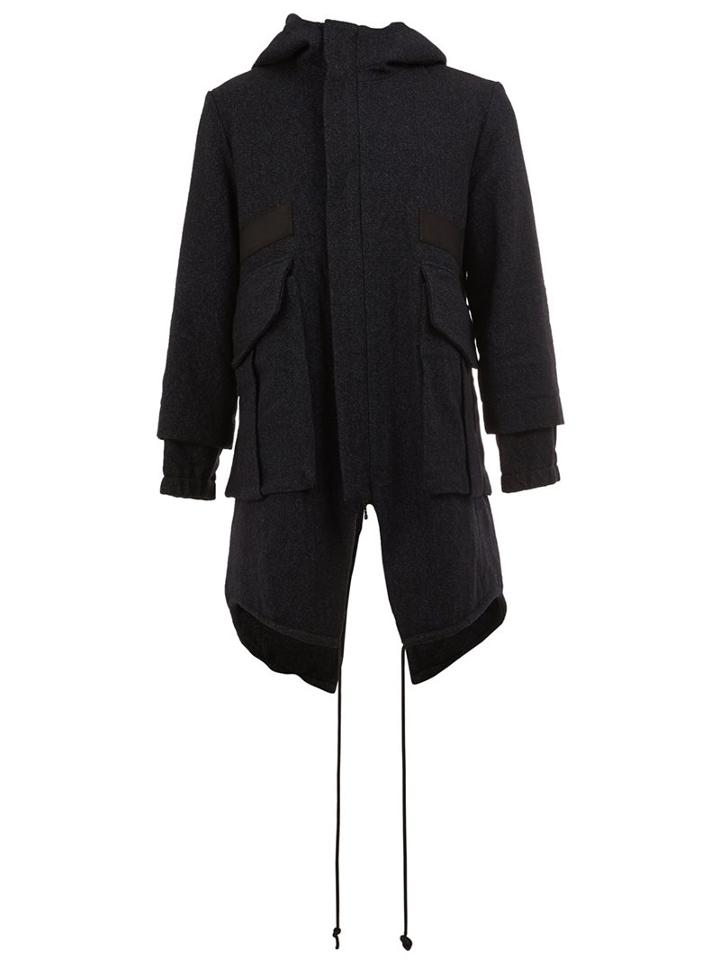 Song For The Mute Zip Up Hooded Coat, Men's, Size: 50, Blue, Cupro/rayon/wool