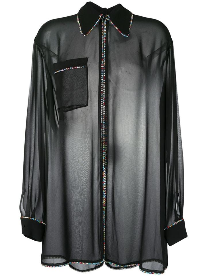 Marco De Vincenzo Crystal Embellished Sheer Blouse - Black