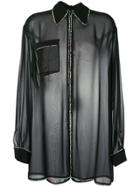 Marco De Vincenzo Crystal Embellished Sheer Blouse - Black