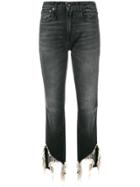 R13 Cropped Distressed Jeans - Grey