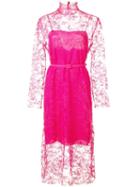 Carmen March Floral Lace Midi Dress - Pink