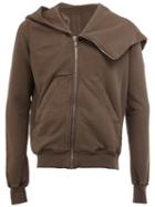 Rick Owens Drkshdw Zip Up Asymmetric Hoodie, Men's, Size: Medium, Green, Cotton